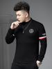 European Trendy Brand Letter-Printed Long-Sleeve T-Shirt Men's Pullover Sweatshirt 2025 New Autumn Half-High Collar Base Shirt
