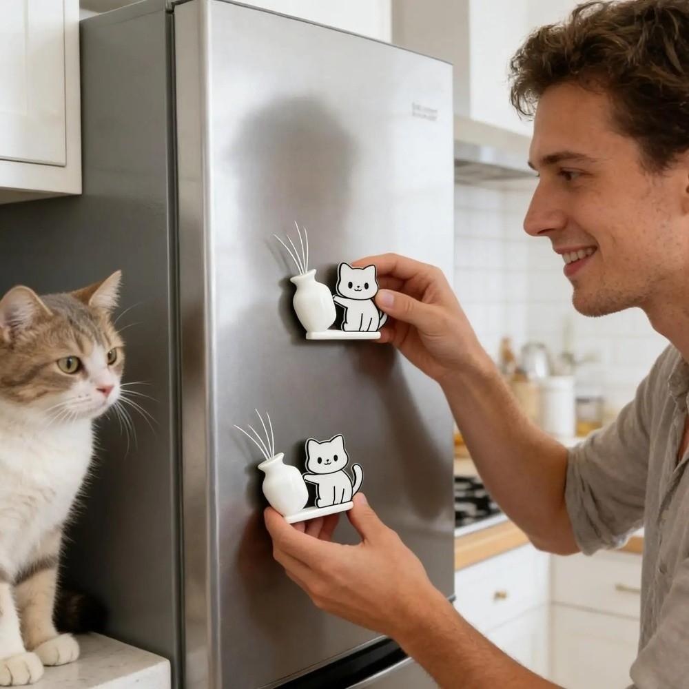 Magnetic Cat Hair Storage Memorial Box Acrylic Cat Refrigerator Sticker  for Home Decoration