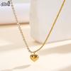 EFFIE QUEEN Acier Inoxydable Or 18k Style Cœur Coupe Ovale Zircone Chaîne Collier Ras-du-cou Bijoux Romantiques pour Femmes Cadeau STKN14