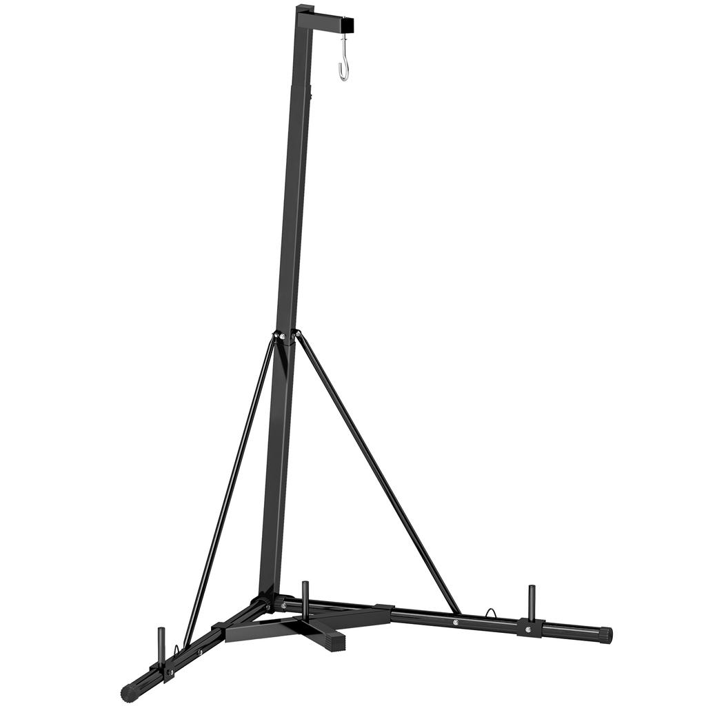 Foldable Punch Bag Stand for Heavy Bag, Speed Bag, Freestanding and Adjustable - Black