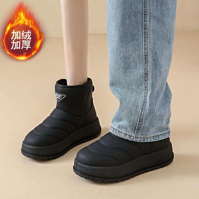 Fashion CRLAYDK Women's Winter Snow Boots Faux Fur Lined Warm Ankle Outdoor Shoes Platform Slip On Waterproof Short Walking Booties