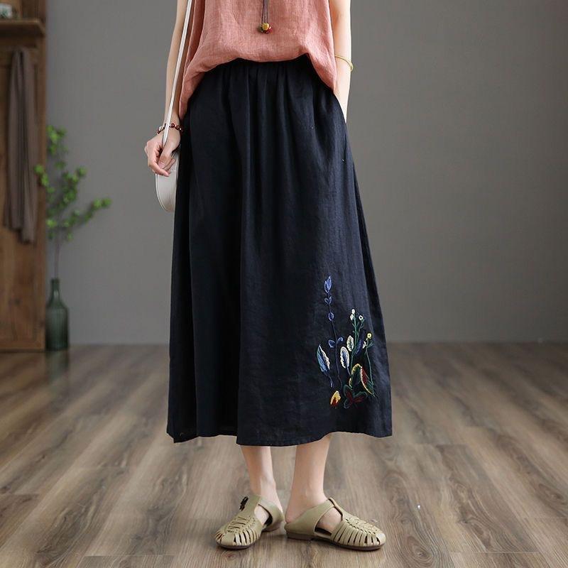Half-body Skirt Women's Summer Casual Versatile Elastic Women's Skirt Loose Comfortable Large Size Pleated Skirt