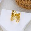 Stainless Steel Exaggerated Geometric Ring for Women Metal Texture Sun Flower Finger Ring Waterproof Antioxidant Jewelry Gifts