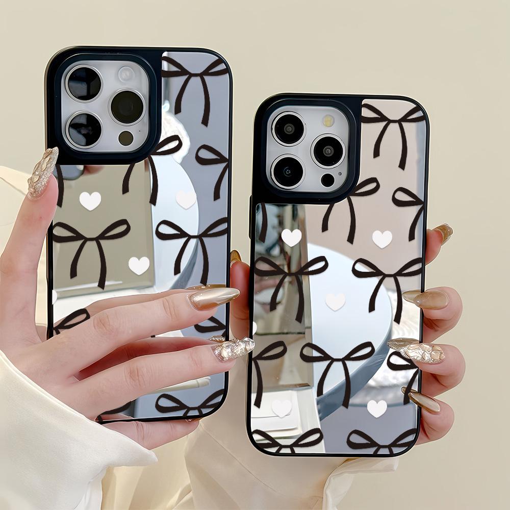 Spiegel Handyhülle für iPhone 15 11 13 14 für 15 16 Pro Max 12 13 16 Pro Wolke Blume und Tier Niedlicher Stil Handyhülle