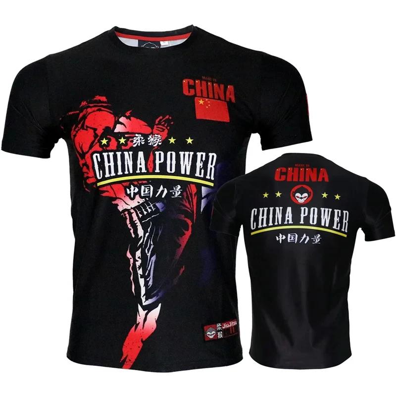 Muay Thai Βραζιλιάνικο Ζίου-Ζίτσου 3D Εκτύπωση Αθλητικό Γρήγορου Στεγνώματος Αναπνέον Ανδρικό T-shirt Εξωτερικού Χώρου Προπόνηση Δρόμου Γονέας-Παιδί Κοντομάνικο