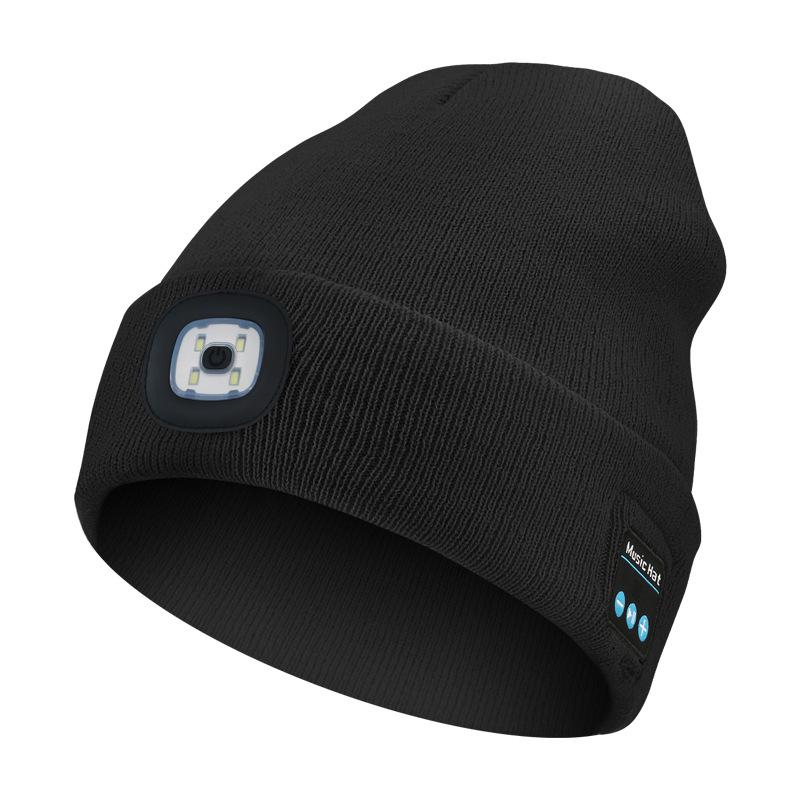 Luminous LED Headlamp Music Hat with Wireless Bluetooth Earphones for Night Running & Fishing