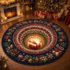 Christmas Party Home Decor 3D Rug, Illusion Area Round Decorative Non Slip Holiday Floor Covering Mat, Festive Carpet for Indoor Living Room
