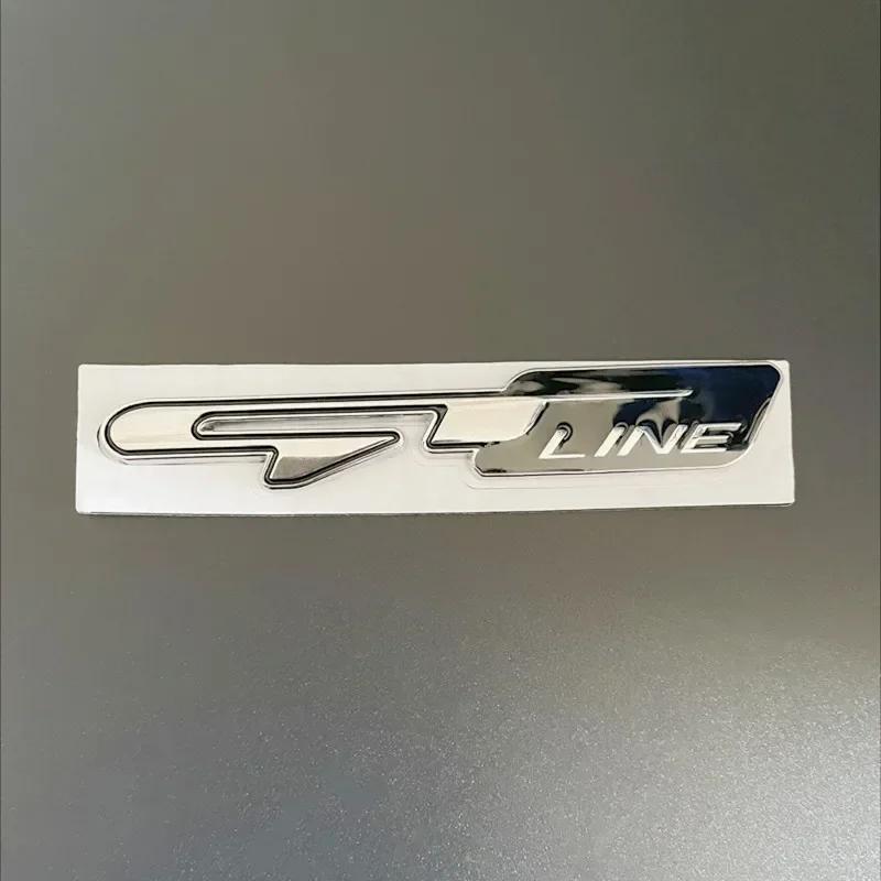 CZFB5 Car Stickers 3D Metal GT Line Logo Rear Boot Trunk Emblem Badge Decals For Peugeot 307 308 Renault KIA Rio K3 K5 Ceed Sportage