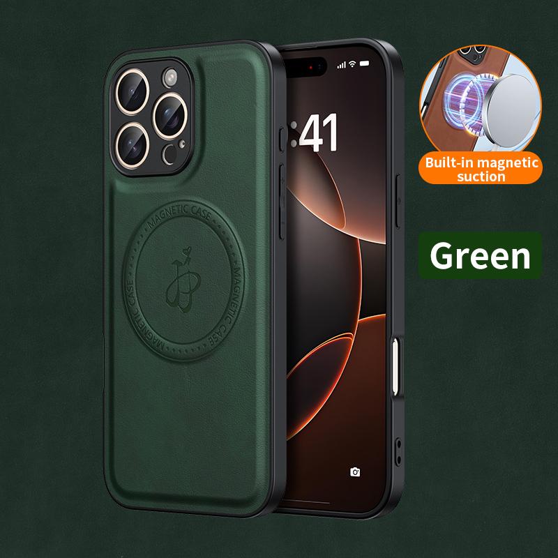 Magnetic Stand Holder PU Leather Phone Case For Magsafe iPhone 16 16E 15 14 13 12 11 Pro XS Max Wireless Charging Logo Cover