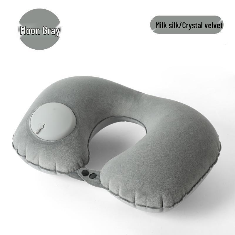 Pressing Inflatable U-Shaped Travel Pillow: Portable Airplane Headrest & Nap Neck Support