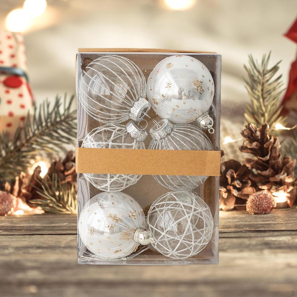6 Pieces Christmas Ball Ornaments Set Baubles Pendants for Garland Housewarming