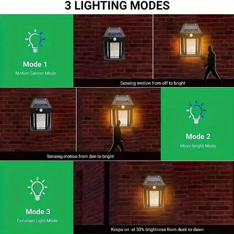 1/2/4/8 Solar Powered Outdoor Sensing Safety Light Strip Sensors with 3 Lighting Modes Suitable for Garden Fences and Courtyards