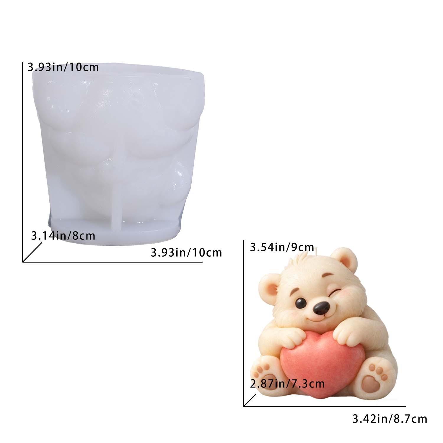 

3D Bear Holding Heart Silicone Mold Cute Cartoon Animal Candle Soap Resin Craft Mould DIY Valentine s Day Gift Making Tool белый
