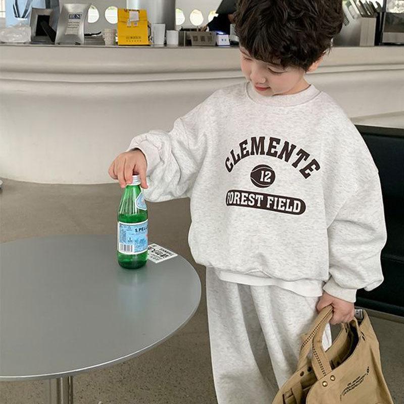 2023 Trendy Jungen Brief Print Dünne Pullover & Jogginghose Zwei-Stück Herbst Set