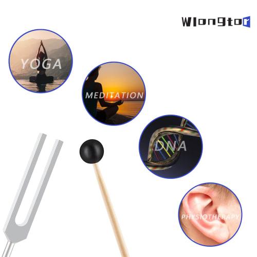 Wlongtor Tuning Fork, Energy Fork for Chakra Healing, Sound Therapy, Musical Instrument, Balancing, Healer, Includes Silicone Hammer Bag and Cleaning