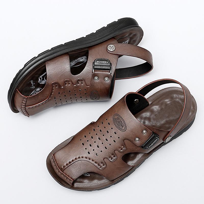 Bestsäljande sommarsandaler för män ihåliga andningsbara strandskor högkvalitativa campingskor för män trendig brun färg