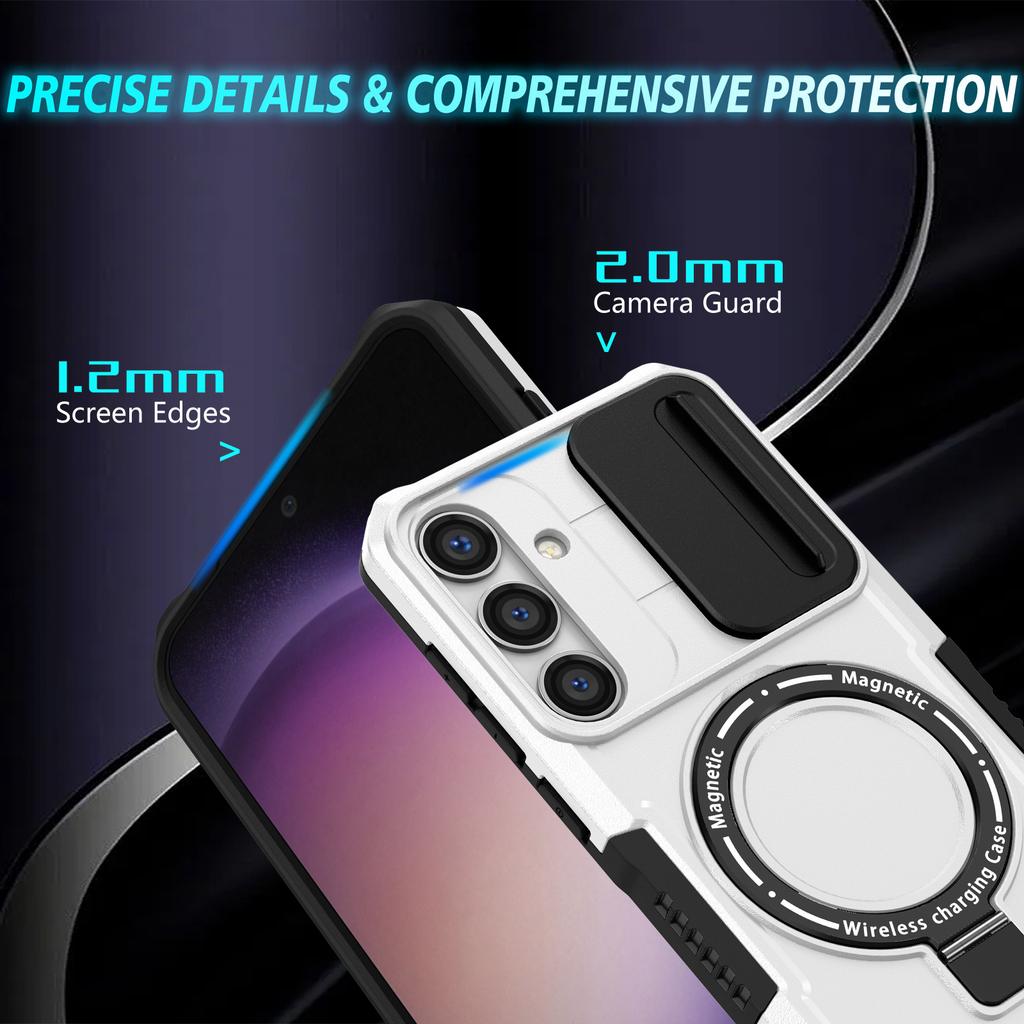 For Samsung Galaxy S24+ Case Slide Lens Window Kickstand Protective Cover Magnetic Case