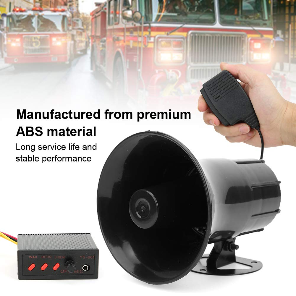 Car Fire Loudspeaker, Universal Car Alarm Horn Warning Siren 3 Tone Sound Automatic Megaphone Loudspeaker 115dB 50W