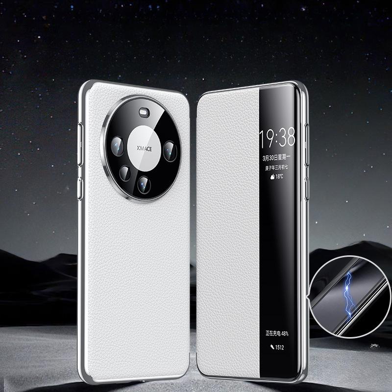 Suitable for Huawei Mate60pro Mobile Phone Case Magnetically Absorbed Smart Window M60 Full-inclusive Anti-fall High-end Business Leather Case