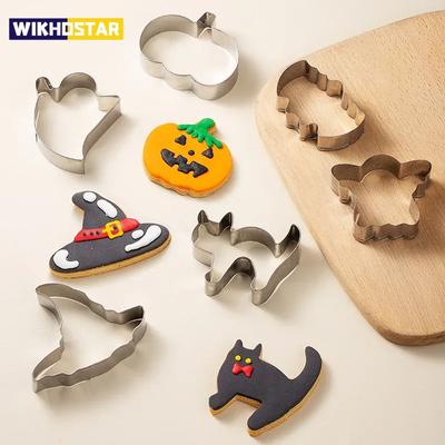 12PCS Biscuit Mold Set Stainless Steel Halloween Series DIY  Bat Shaped Mold Baking Printing Mold Kitchen Baking Cake Tools Mold