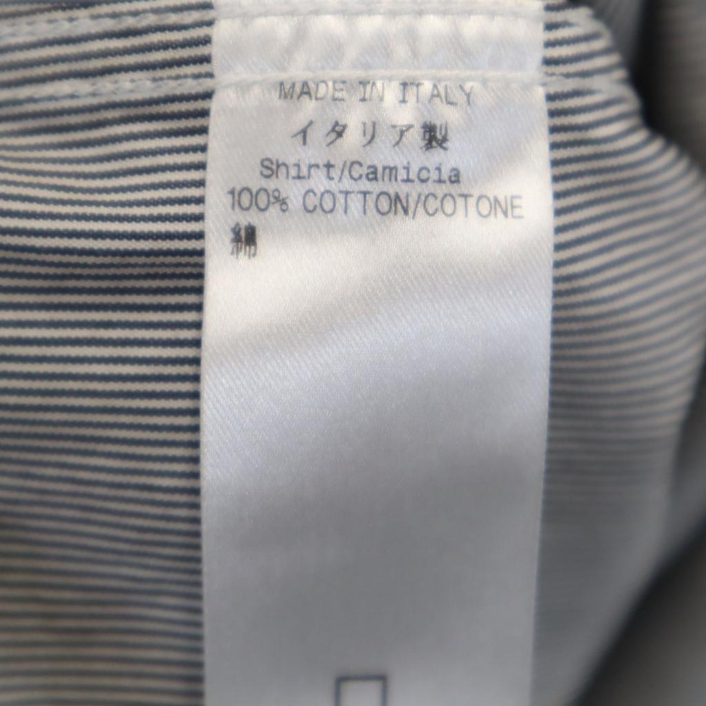 Gucci Made In Italy Striped Pattern Long Sleeve Cotton Shirt 40 Gray Men's Used