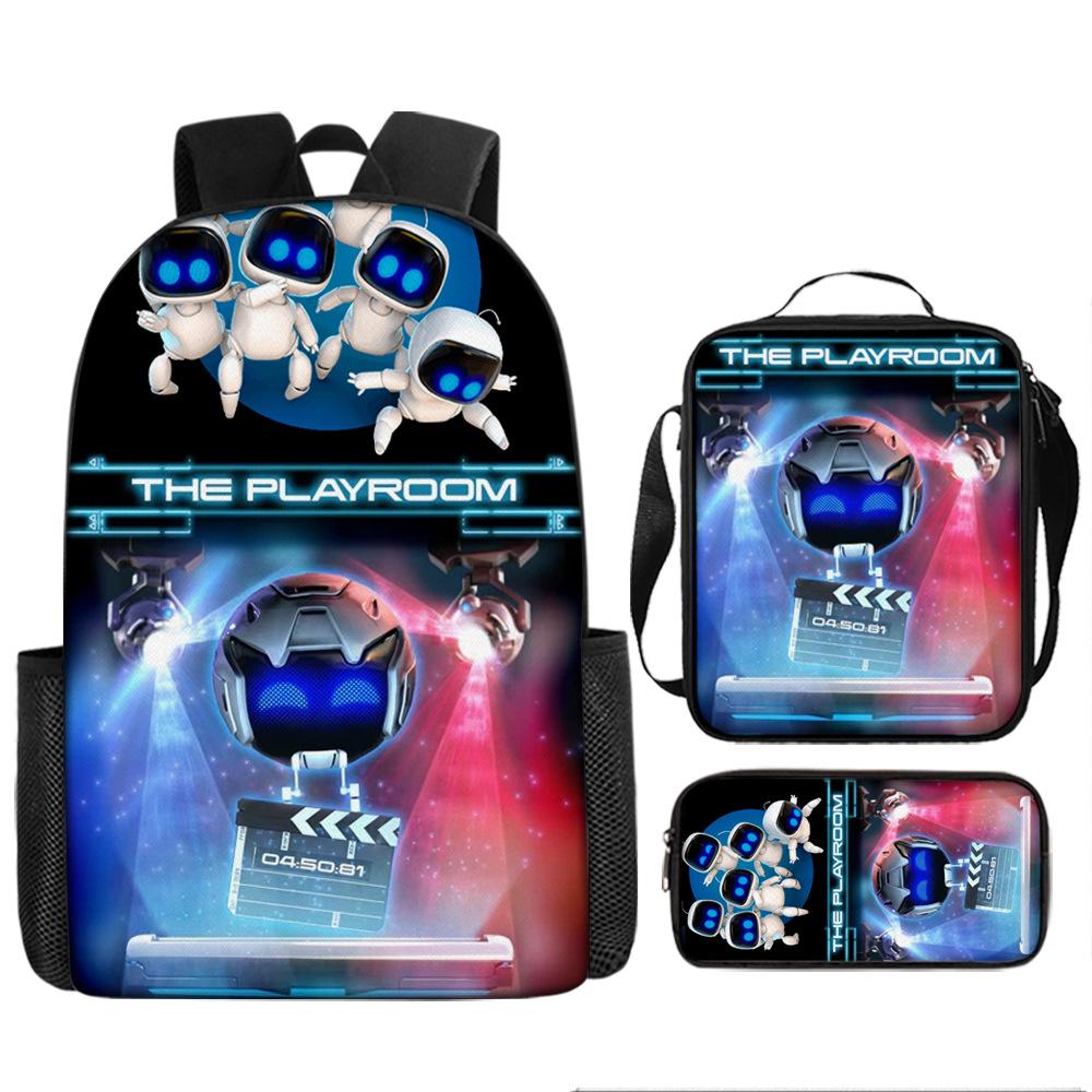 Cosmic Robot Peripheral Backpack, Youth and Primary School Students Schoolbag, Pencil Bag 3-piece Set
