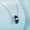 WOSTU Real 925 Silver Blue Series Moon Plane Space Beads Astronaut Charm Owl Pendant Fit Original Bracelet DIY Necklace