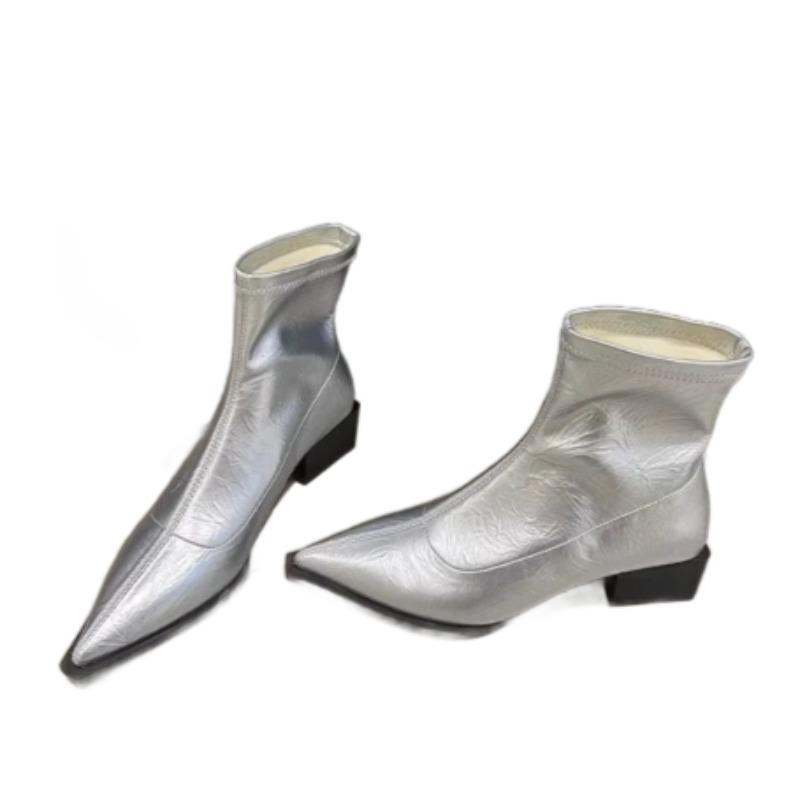 Fashion Pointed Toe Fashion Women's Mid Heels Short Boots Winter New Elegant Heeled Shoes 2025 Designer Chelsea Ankle Boots Dress Pumps