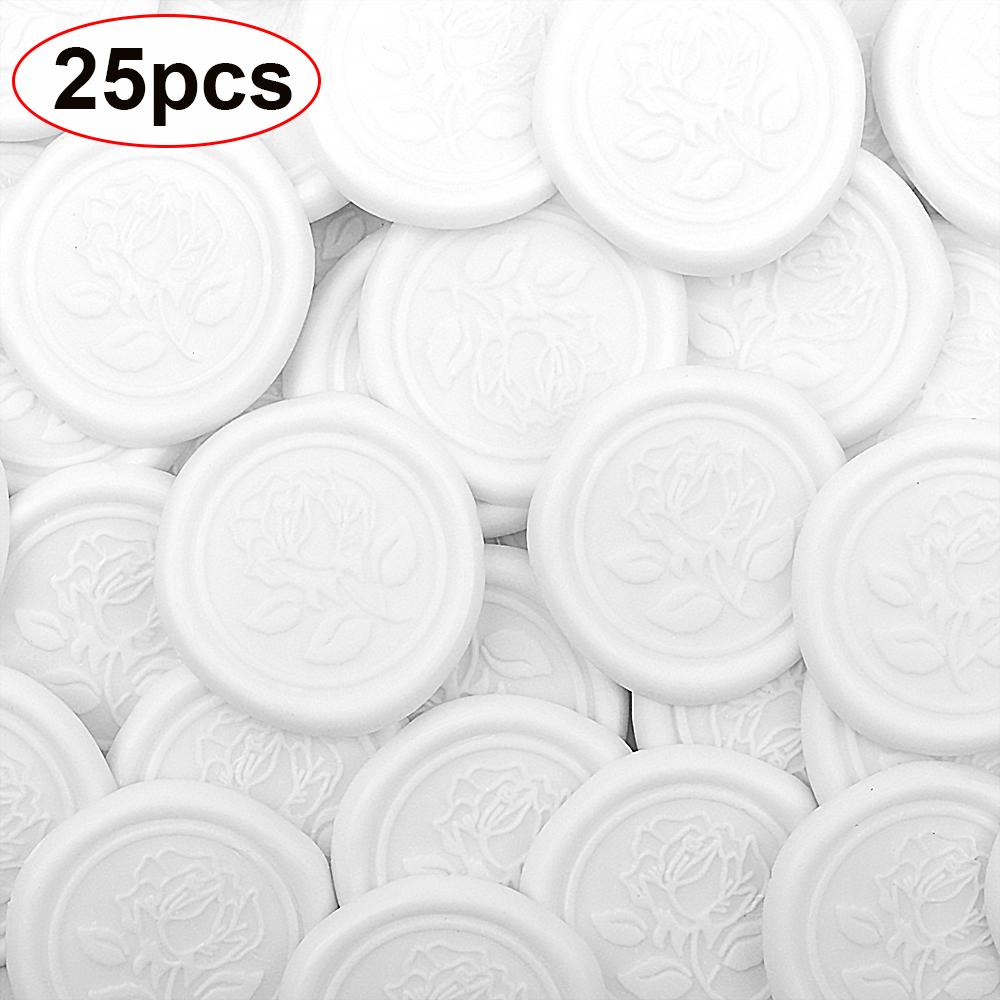 

25pcs White and Gold Rose Wax Seal Stickers Adhesive Wedding Invitation Envelope Seal Stickers For Decorating Wedding Invitation