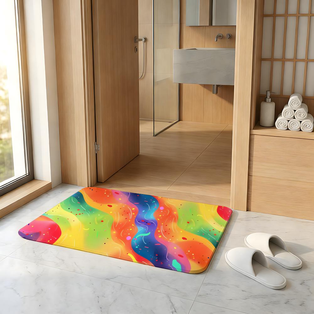 Cartoon Style G-Gradient Color Floor Mat Absorbent Floor Mat Non-Slip Entrance Rug for Bathrooms Restrooms and Toilets