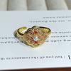 Medieval Vintage Stackable Ring Oriental Aesthetics Pavilion Peony Enamel Open‑Adjustable Niche New Chinese Style Fashion Jewelry