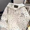 Spot Vent paresseux Floral Mignon Chat Pull Cardigan Femme Automne Hiver Lâche Décontracté Veste à Capuche Tendance #2188