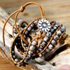 GemChic Women's Ethnic Weave Rope Multilayer Stone Beads Alloy Sunflower Bracelet Classical Retro Birthday Christmas Jewelry Gift