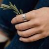 Vintage Ring Forest Mountain Sunset Nature Landscape Carved Ring for Women Men Open Adjustable Jewelry Fashion Ring