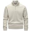 Men's Solid Color Thick Men's Standing Collar Half Zipper Slim Fit Knitted Sweater Men's Top