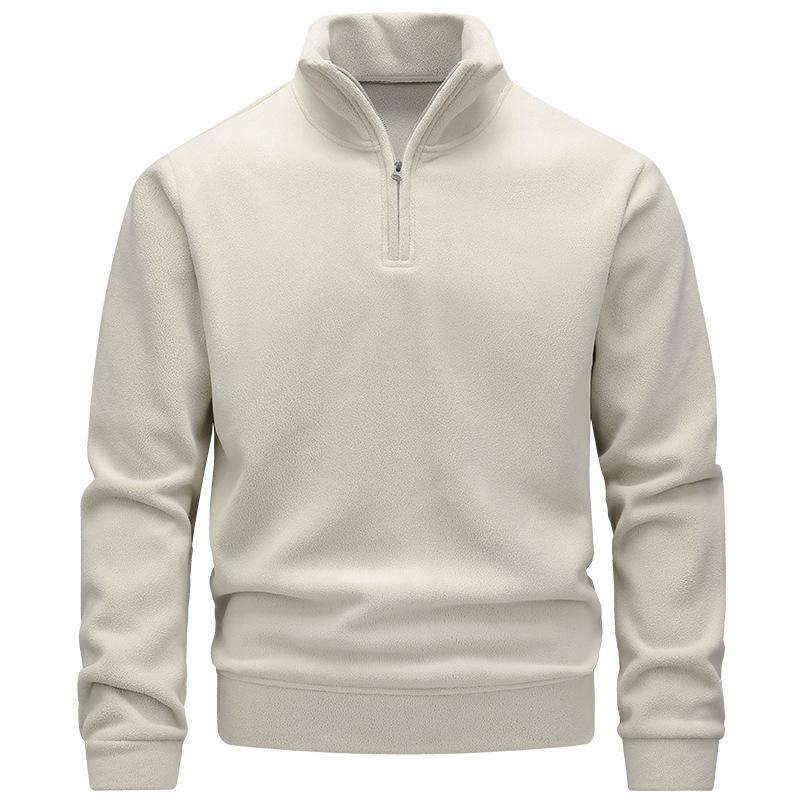 Men's Solid Color Thick Men's Standing Collar Half Zipper Slim Fit Knitted Sweater Men's Top