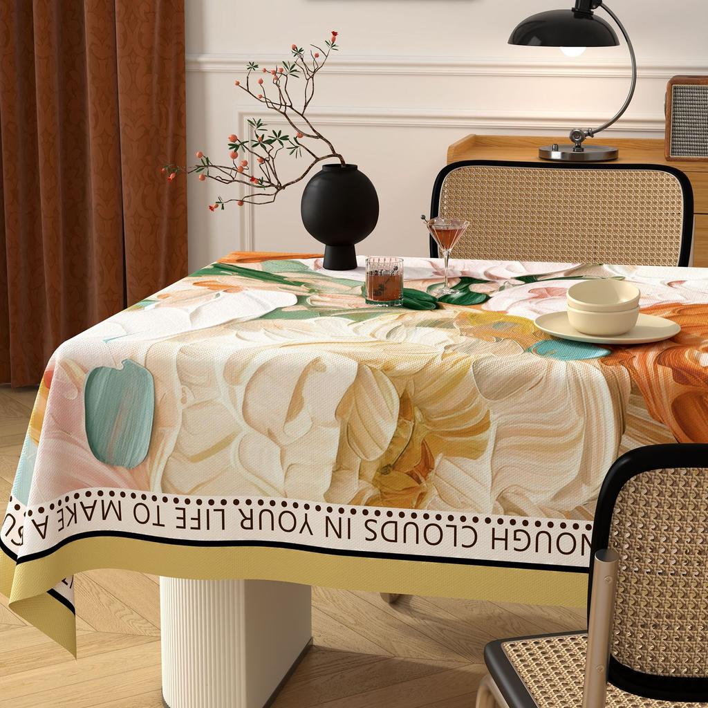 Dining Table Tablecloth Leave-In Oil-Proof, Waterproof And Anti-Scalding Rectangular Dining Table Cloth High-End Coffee Table Tablecloth Protective
