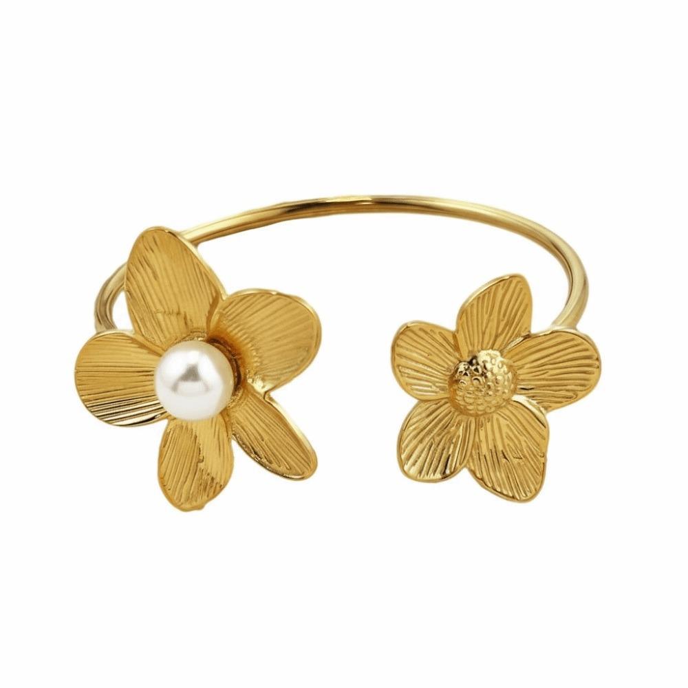Stainless Steel Flower Bracelet Spliced Flower Cuff Bracelet Charm Bracelet  Female Accessories