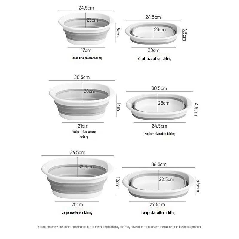 Hordozható Összecsukható Utazó Mosdótál: Kompakt, összenyomható megoldás kollégiumokba, felnőtteknek és mosodába.