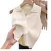Polo lapel thin slim sling outer vest women's summer chic ice silk knitted vest sleeveless small top