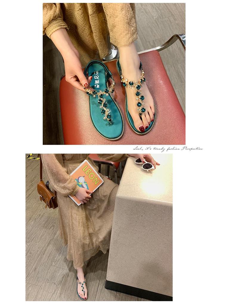 2019 Böhmische Strass Clip-Zehen Flache Damen Sandalen