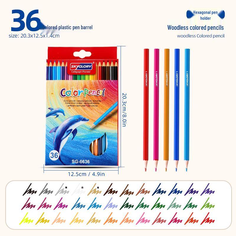 Eco-Friendly Hexagonal Oil-Based Colored Pencils - 48 Color Set for Students