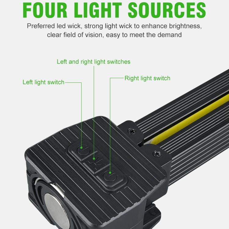 Rechargeable LED Work Lights 6 Modes Foldtable Flashlight with Magnetic Hanging Hook Type-C USB Charging for Camping Car Repair Workshop Emergency
