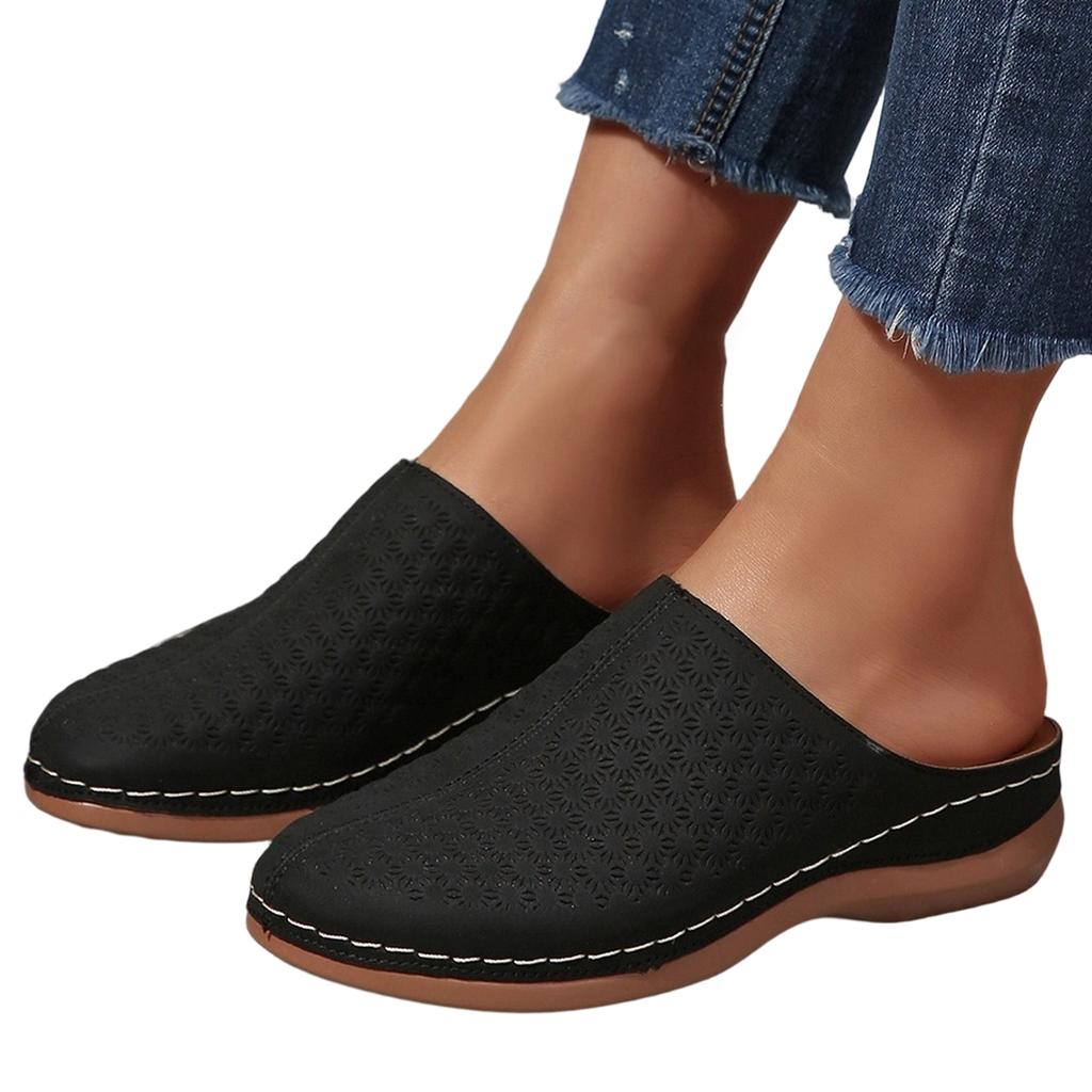 Women's Slip On Sandals Breathable Cutout Design Comfortable Footbed Lightweight Casual Summer Footwear for Daily Wear