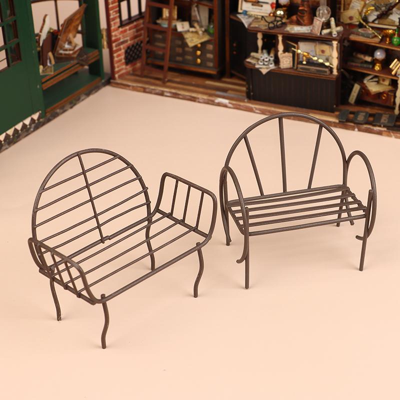 1/12 Dollhouse Mini Park Bench Recliner Lounge Chair Model Dollhouse Fairy Garden Decoration Micro Landscape Ornaments