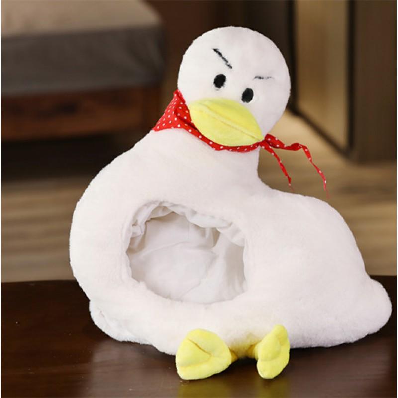 Plush Duck Hooded Hat Teens Photo Prop Cosplay Costume Accessory Soft Short Pile Stuffed Animal Headwear
