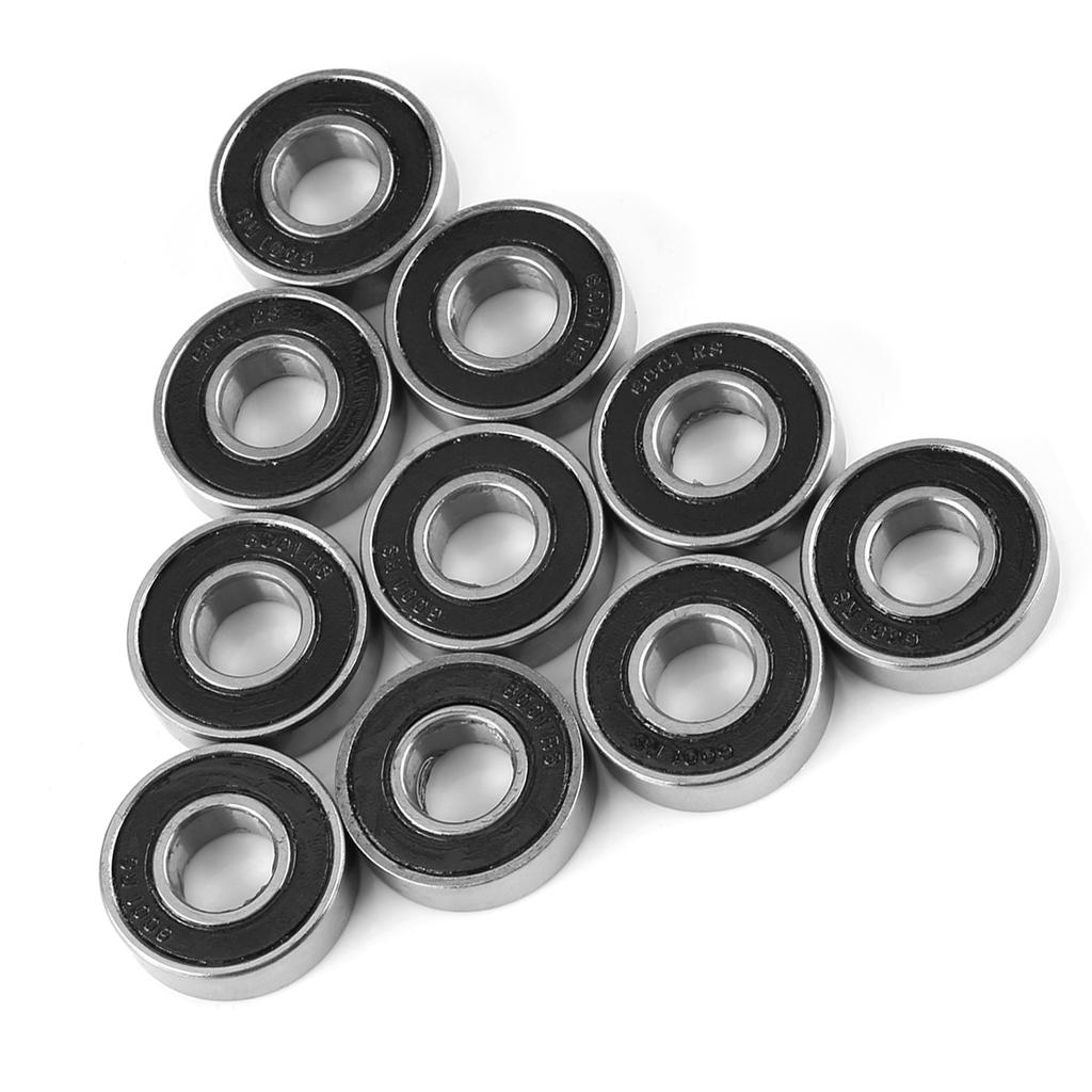 10 Pcs Durable MultiUse Rubber Sealed Deep Groove Steel Bearing 6001-2RS Ball Bearings 12x28x8mm