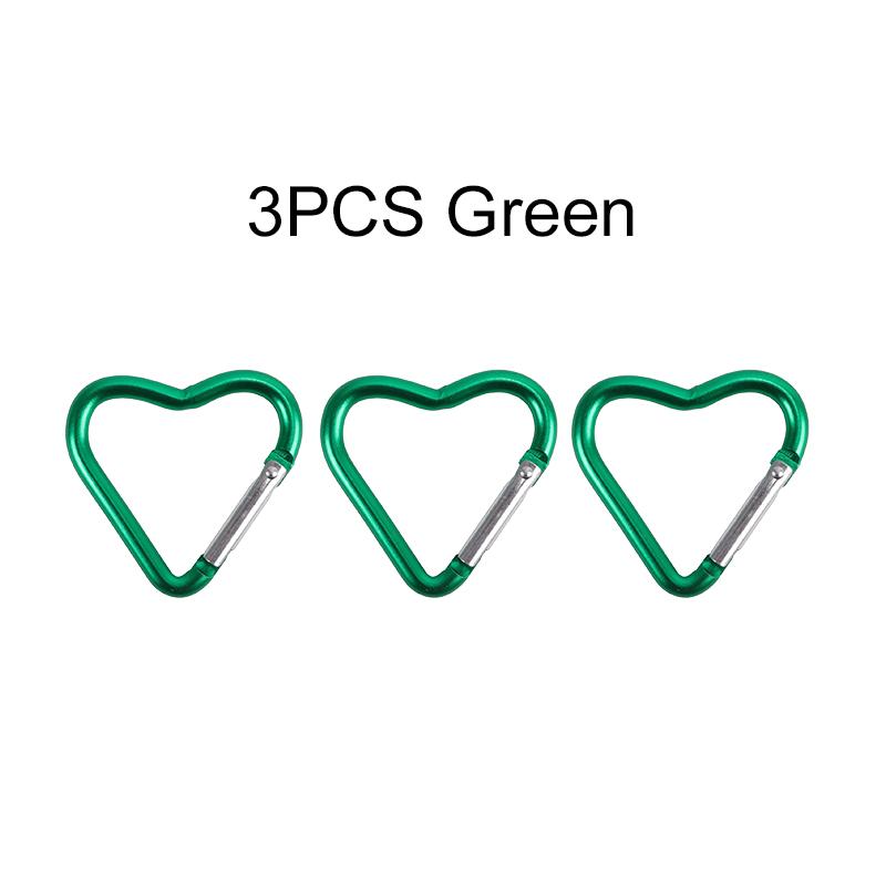 3PCS Heart Shaped Carabiner Colorful Aluminum Alloy Keychain for Camping Travel Luggage Key Ring Hanging Sorting Accessories ZYF