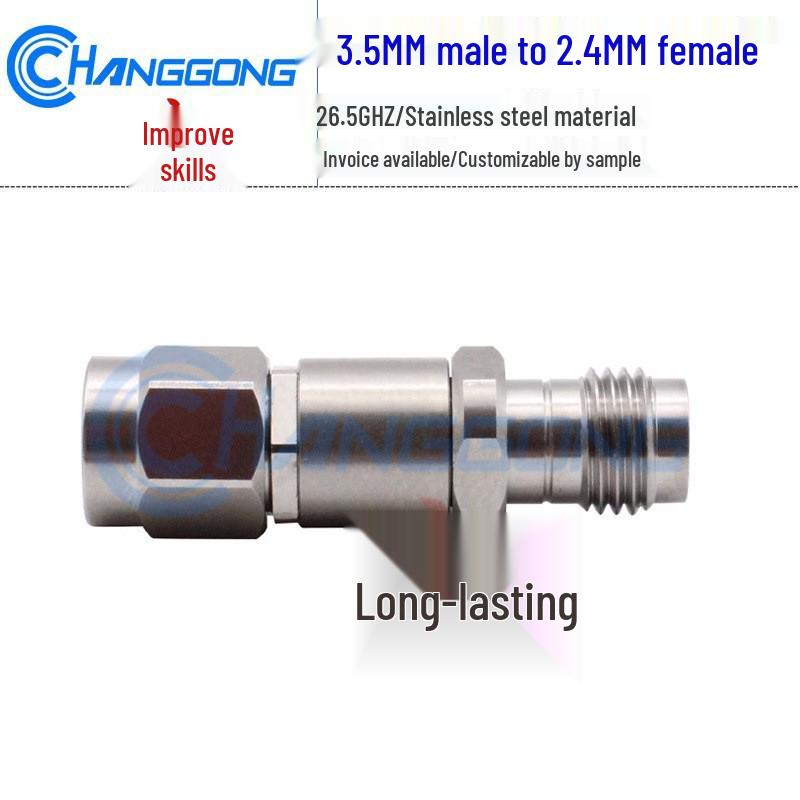 26.5GHz Millimeter Wave Adapter: 3.5mm Male To 2.4mm Female Stainless Steel Connector
