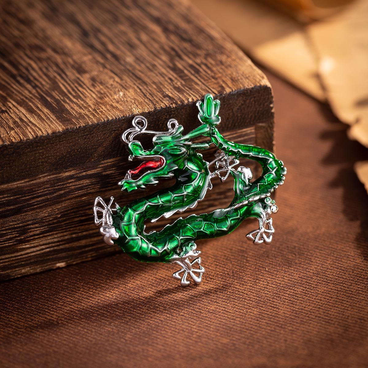 Retro Enamel Cartoon Dragon Brooch - Men s Suit Coat Accessory Pin